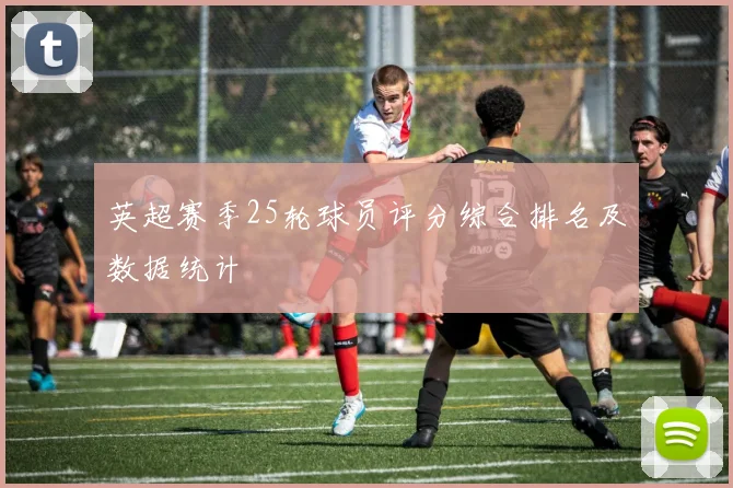 英超赛季25轮球员评分综合排名及数据统计